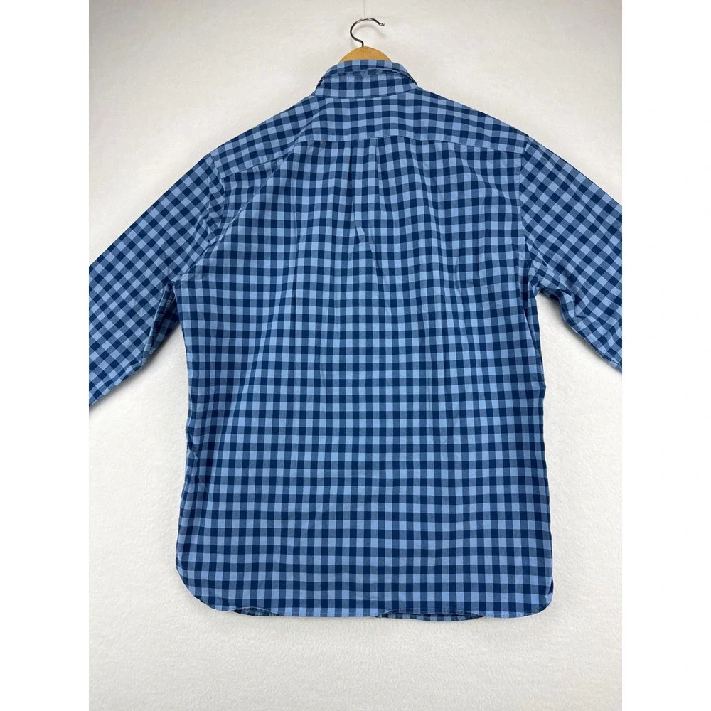 J. Crew Shirt Mens Large Blue Gingham Check Slim Fit Cotton Button‎ Down